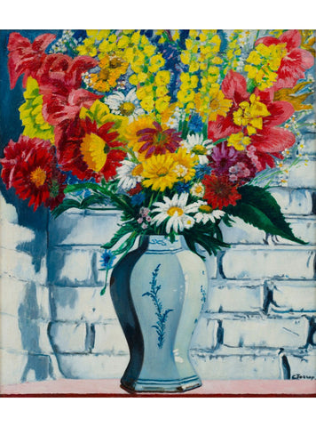 Charley Toorop - Vaas met bloemen tegen muur