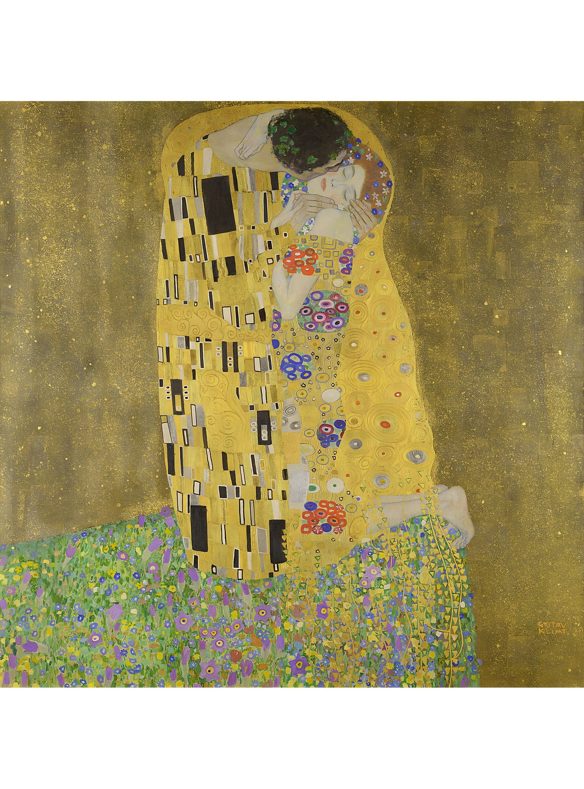 De Kus' schilderij van Gustav Klimt, inspiratie voor de levendige sokken van Kunstsokken.