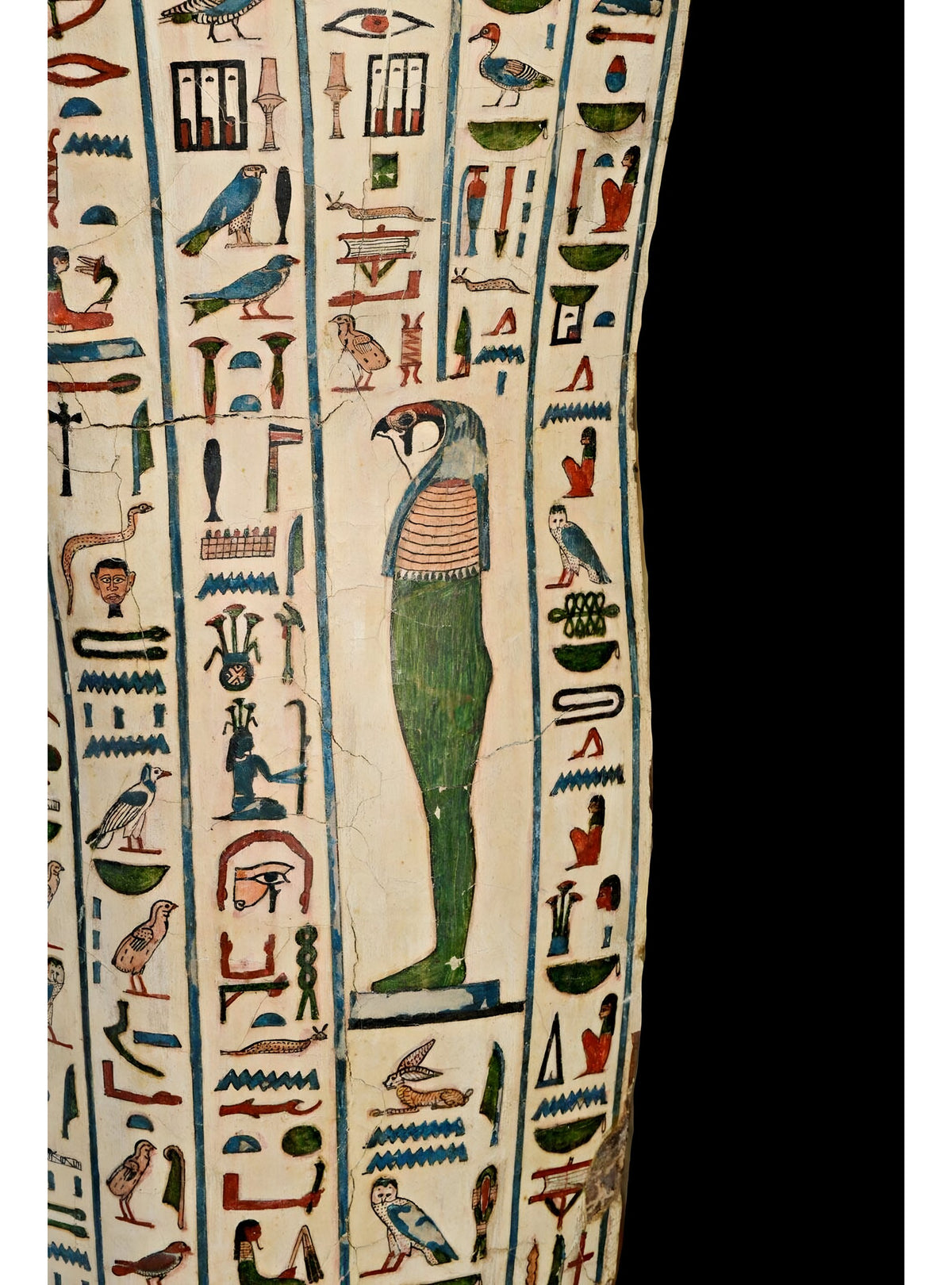 Zonen van Horus - Sarcofaag van Peftjaoeneith uit de collectie van het Rijksmuseum van Oudheden, het originele kunstwerk achter de sokken